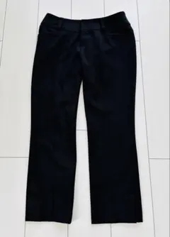 ブラック スラックスパンツ アンクル丈 スリットあり
