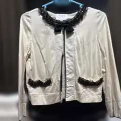 LANVIN en Bleu ノーカラージャケット 36 ベージュ