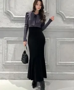 ボウタイマーメイドニットワンピース　RESEXXY