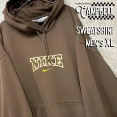 【レアデザインXL☆US輸入】NIKE ナイキ 刺繍スウェットパーカー ブラウン