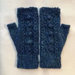 【手編みハンドウォーマー】野呂英作・藍Col.34