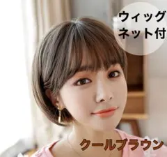 【ウィッグネット付き】フルウィッグ ショートボブ クールブラウン ウィッグのサムネイル