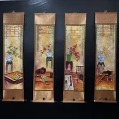 鄭板橋 古絵画 梅蘭竹菊の花鳥図 四条屏掛画 コレクション2 - メルカリ