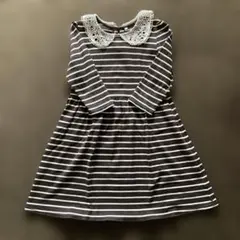 ワンピース　ボーダー　七分袖　春物ワンピ　襟付きワンピース　かわいい