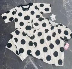 新品 100cm 3点セットパジャマ 水玉 綿100%