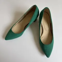 超美品⭐︎Le Talon グリーン ポインテッドトゥパンプス　22.5
