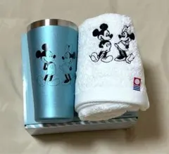 ミッキー＆ミニー　Disneyサーモタンブラー (ブルー) &今治タオルセット
