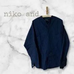 ニコアンド　ネイビー ￼ストライプシャツ