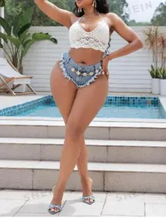 デニムショートパンツ レディース