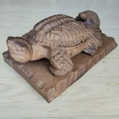 木製彫刻 顔と亀のデザイン 約47cm - メルカリ