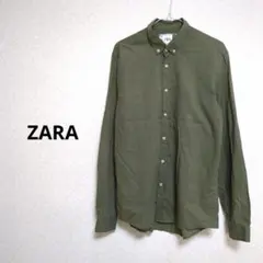 ZARA ザラ カジュアルシャツ 長袖 カーキ シンプル 【M】のサムネイル
