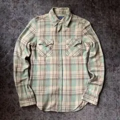 希少 ラルフローレン ウエスタン ネルシャツ チェック柄 グリーン 秋 古着