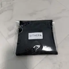新品　EITHER& メッシュポーチ ブラック 新品　メイクポーチ　黒ポーチ
