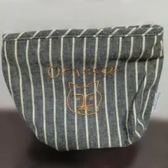 Orneko by CLIP ストライプ ポーチ 猫刺繍のサムネイル