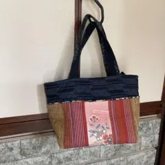 1112】柿渋染め トートバッグ 鳥獣戯画 シルエットが変わる 2way