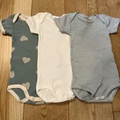 プチバトー　3着セット　ボディスーツ　肌着　半袖　60