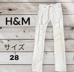 H&M ホワイト デニム ダメージ加工