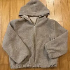 ベージュ フリースジャケット リバーシブル　フード付　2way