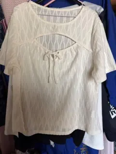 SHEIN カットアウトデザイン Tシャツ 2XL アイボリー