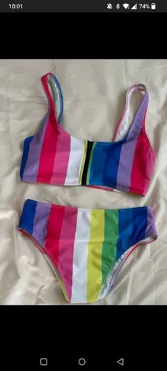 カラフルストライプ セパレート水着