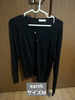 earth ブラック カーディガン 長袖　サイズM