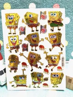 撥水防水キラシールステッカー！キャラクター　スポンジボブ３