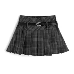GRL ベルト・インパン付きチェック柄プリーツミニスカート ac2583