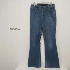 セオリア しまむら フレア ブーツカット ストレッチ デニムパンツ L 青のサムネイル