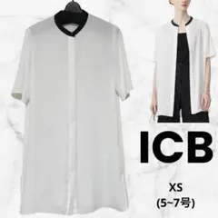 【ICB】BackSatinAmunzen バンドカラーチュニックブラウス XSのサムネイル