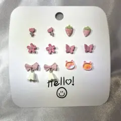 ピアス まとめ売り 花 蝶 苺 など ピンク