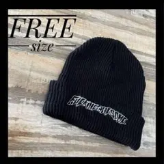 ニット帽　ニットキャップ　ビーニー　フリー　黒　刺繍　メンズ　キッズ　レディース