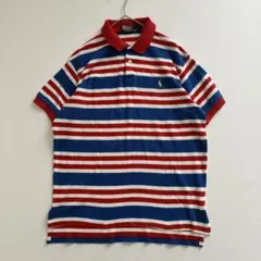90s USA製 Lサイズ ポロバイラルフローレン ボーダー ポロシャツ