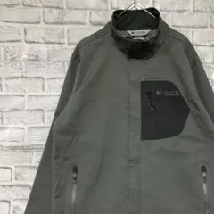 コロンビア　ソフトシェルジャケット！　グレーL ロゴ刺繍アウトドア0217