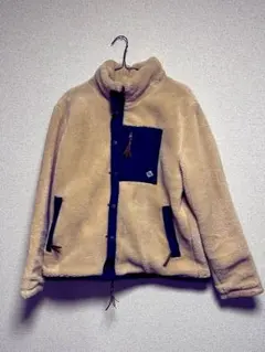 ジムマスター　フリースジャケット ベージュ ネイビー ボア襟付き