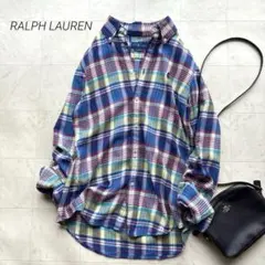 ラルフローレン 美品 コットンネル チェックシャツ 羽織り ボタンダウン 長袖