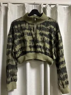 タイダイ柄 ハーフジップ クロップドスウェット