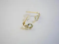 K10 グリーンアメシスト×キュービックジルコニア ピアス
