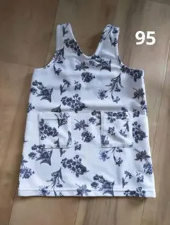 95 花柄 重ね着 ワンピース モノトーン
　90 100
