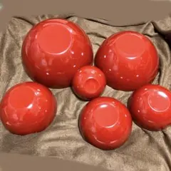 漆器　6個セット　朱　合計総重量1626g