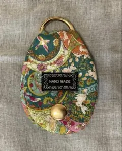 ハンドメイド　コットンキーケース　カラビナ 丸型リング