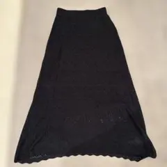 黒 透かし編み ロングスカートのサムネイル