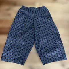 ann吉 センソユニコ 立体柄 リブ切り替え ワイドパンツ 38 グリーン