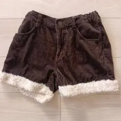 ユニクロ　コーデュロイ　ファー付き　ハーフパンツ　150cm　ダークブラウン
