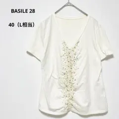 バジーレ28 BASILE 28 Vネックビーズ付きTシャツ L相当のサムネイル
