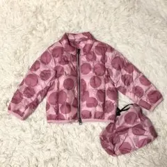 TAION ダウンジャケット　リンゴ柄　100cm ピンク　収納袋付き