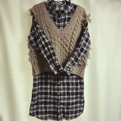チェック柄ワンピースとベストセット　Ehyphen world gallery