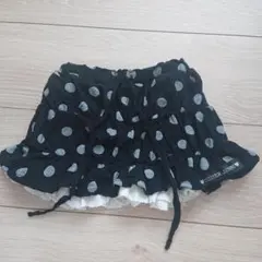 黒×白水玉フリルミニスカート100cm