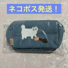 ☆KALDI☆ コーデュロイねこポーチ 白ネコ