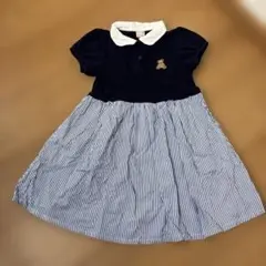 プティマイン　110cm くまちゃんネイビー ワンピース