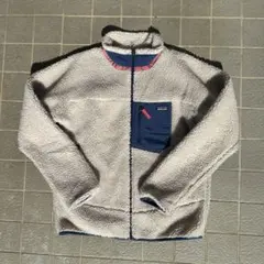 新品未使用⭐︎patagonia ⭐︎ レトロX ボア フリースジャケット 5T patagonia レトロX ボアフリースジャケット ベージュ×紺 人気